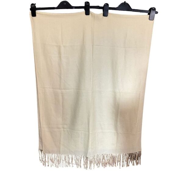 Wrap Scarf 4” Fringe Edge Light Yellow Women Width 28” Length 74” - Picture 4 of 10